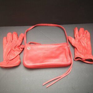 Gap 100% Cowhide Leather Red Wristlet with Deerskin Size M/L Red Gloves